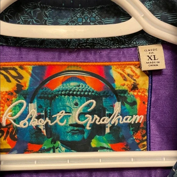 Robert Graham Blue Button Down Shirt Size XL - Picture 4 of 11